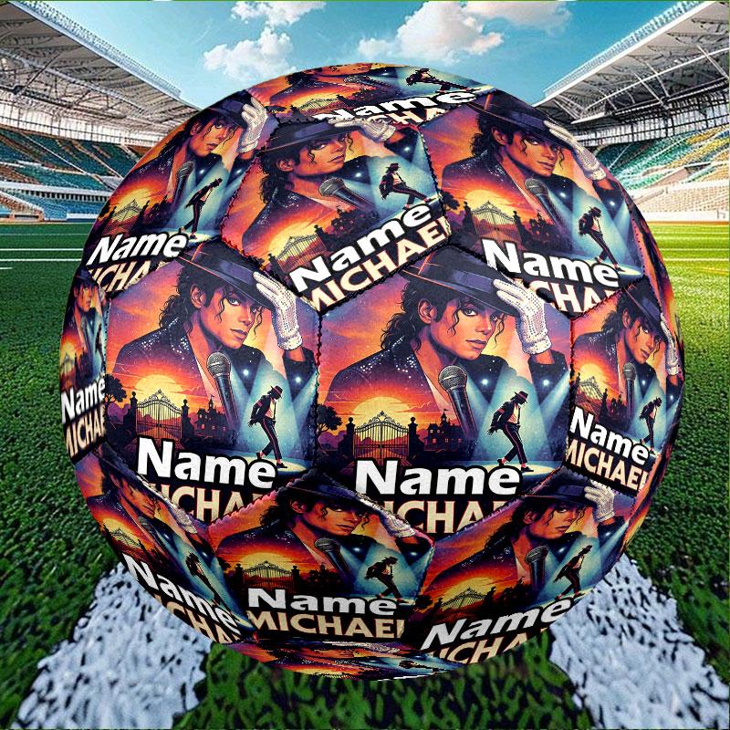Custom Name Personalized Michael Jackson Print Size 5 Soccer Ball Training & Match Football, for Team, Kicking, Gift for Football Enthusiasts