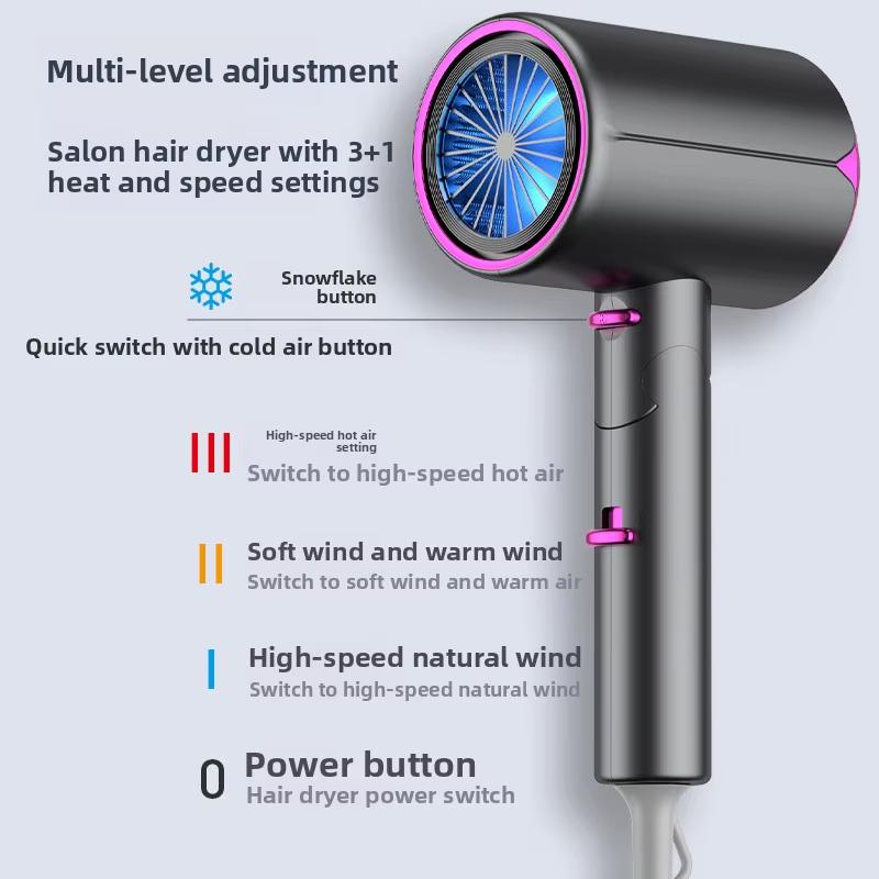 High Speed Professional Ionic Hair Dryer, DC Motor Custom Logo Blow Dryer for Household Salon Hotel Business Supply
