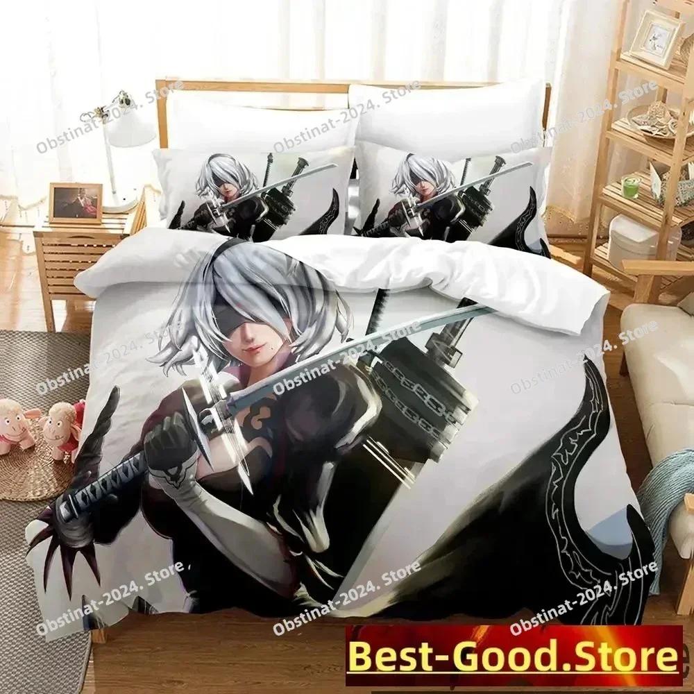 Anime NieR Automata 2B Game Bedding Set Duvet Cover Bed Set Quilt Cover Pillowcase Comforter King Queen Size Boys Adult