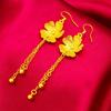 Plated Girls Fashion Sand Gold Lotus Women's Ear Hook Flower Tassel Earrings