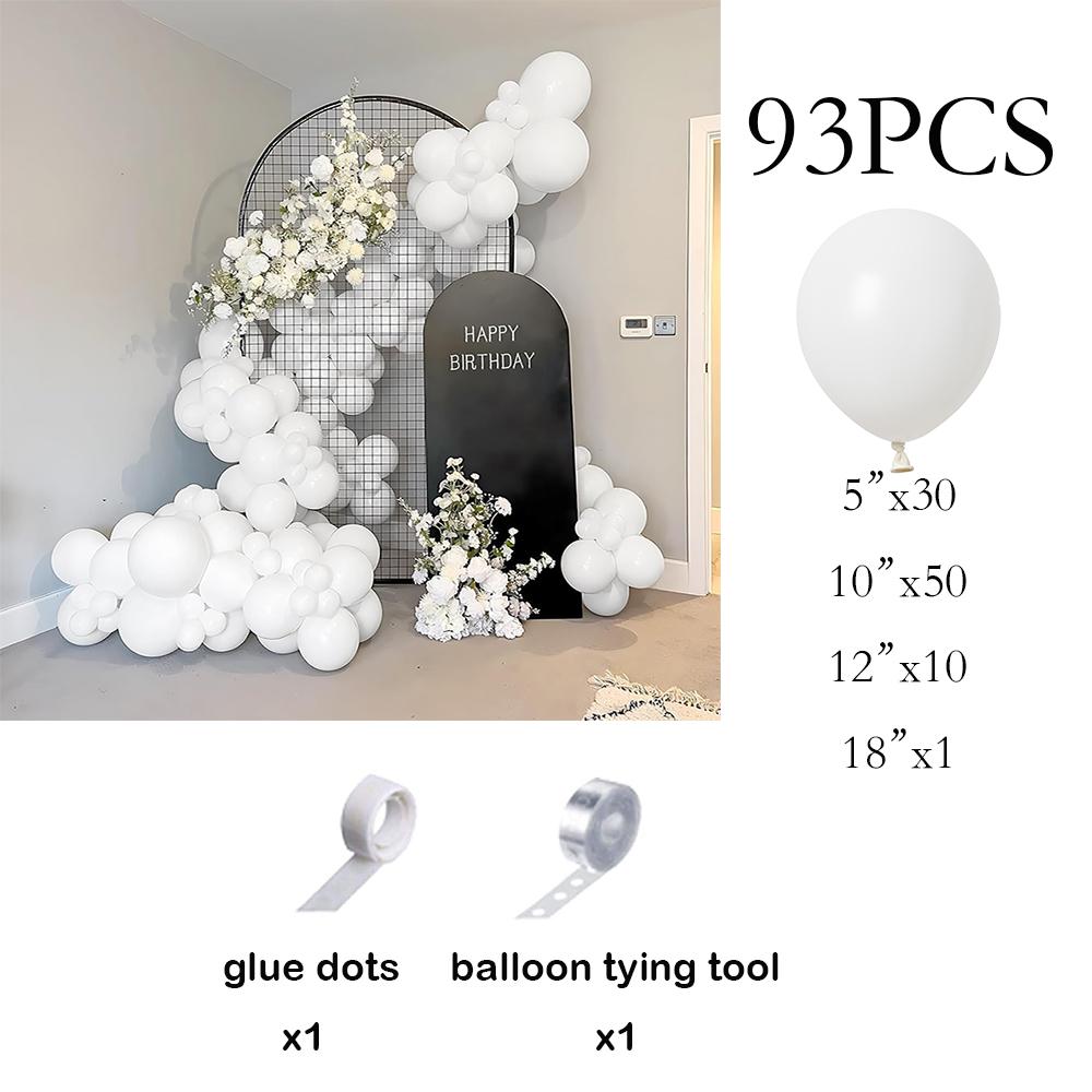 

93pcs White Wedding Balloons Garland White Balloon Arch Kit Wedding Anniversary Bridal Shower Birthday Party Decoration Globos AS Picture