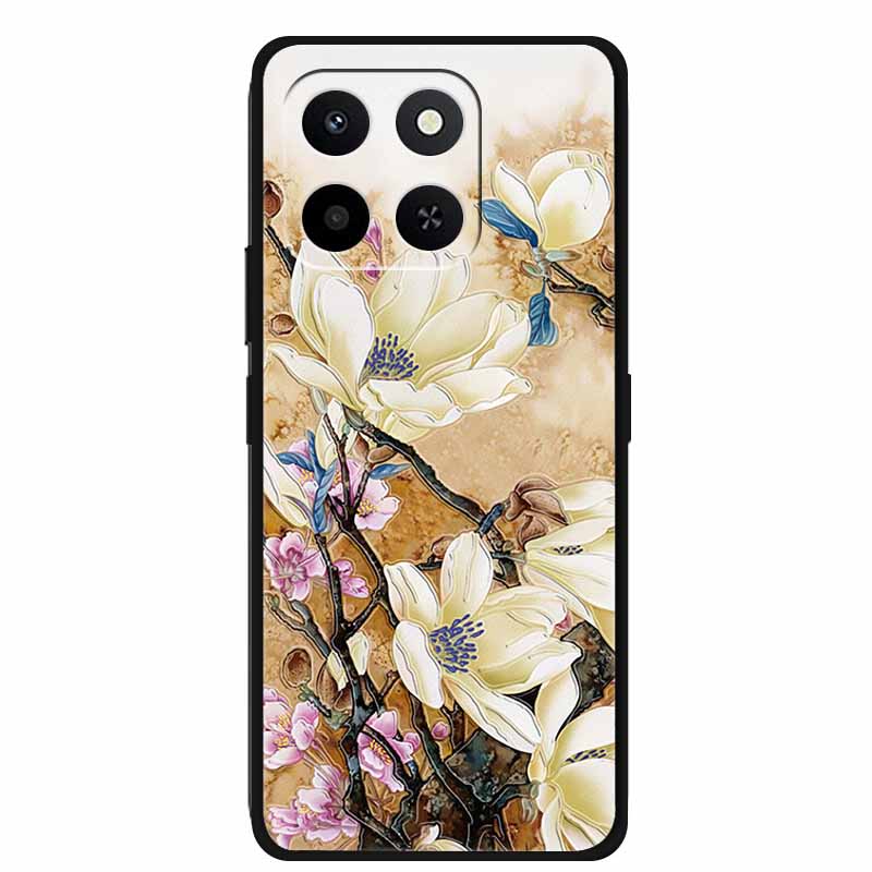 3D Case For Honor X7d 5G Case X 7 d Coque 6.77" Emboss Flowers Black Silicone Soft Back Cover For Honor X7d 4G Cases Shell Funda
