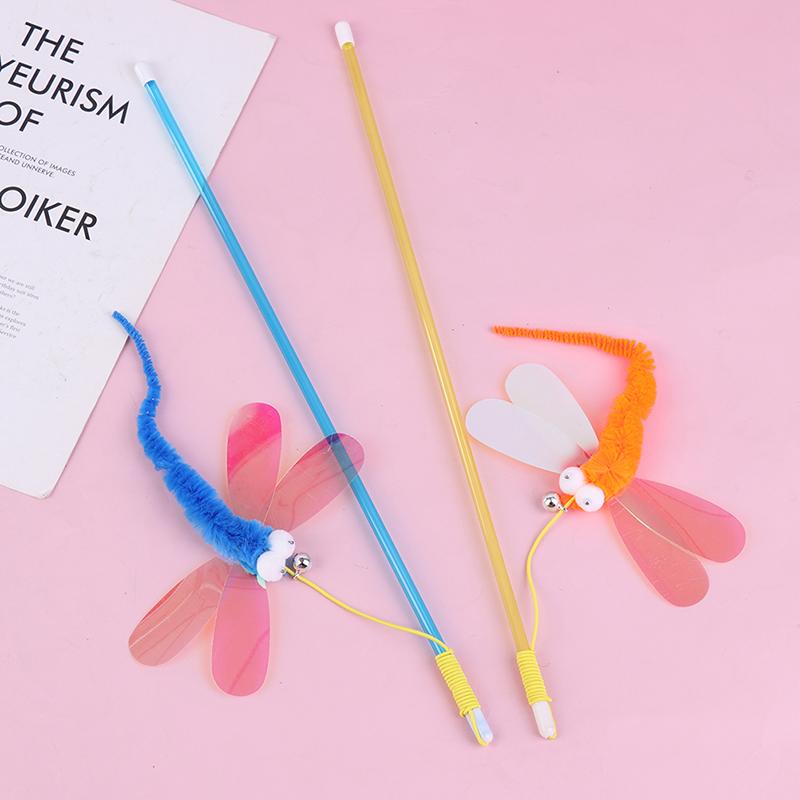 Cat Teaser Stick Sequins Big Eyes Dragonfly Cat Toy Interactive Teaser Stick