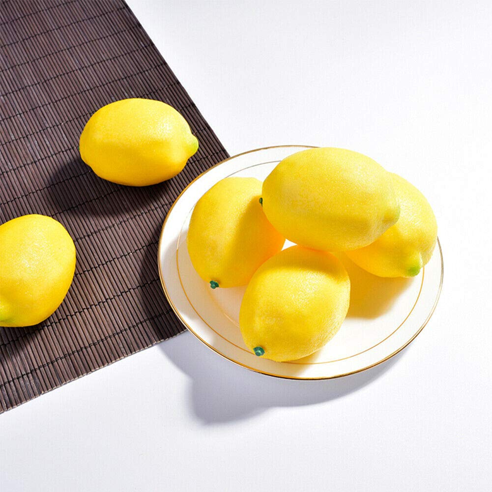 Bright and Sophia Lifelike Fruit Food Fake Invoice Compatible 10 Models, Samples, Lemons, Display, Fruit, (Small (7cm), Yellow, Pieces)