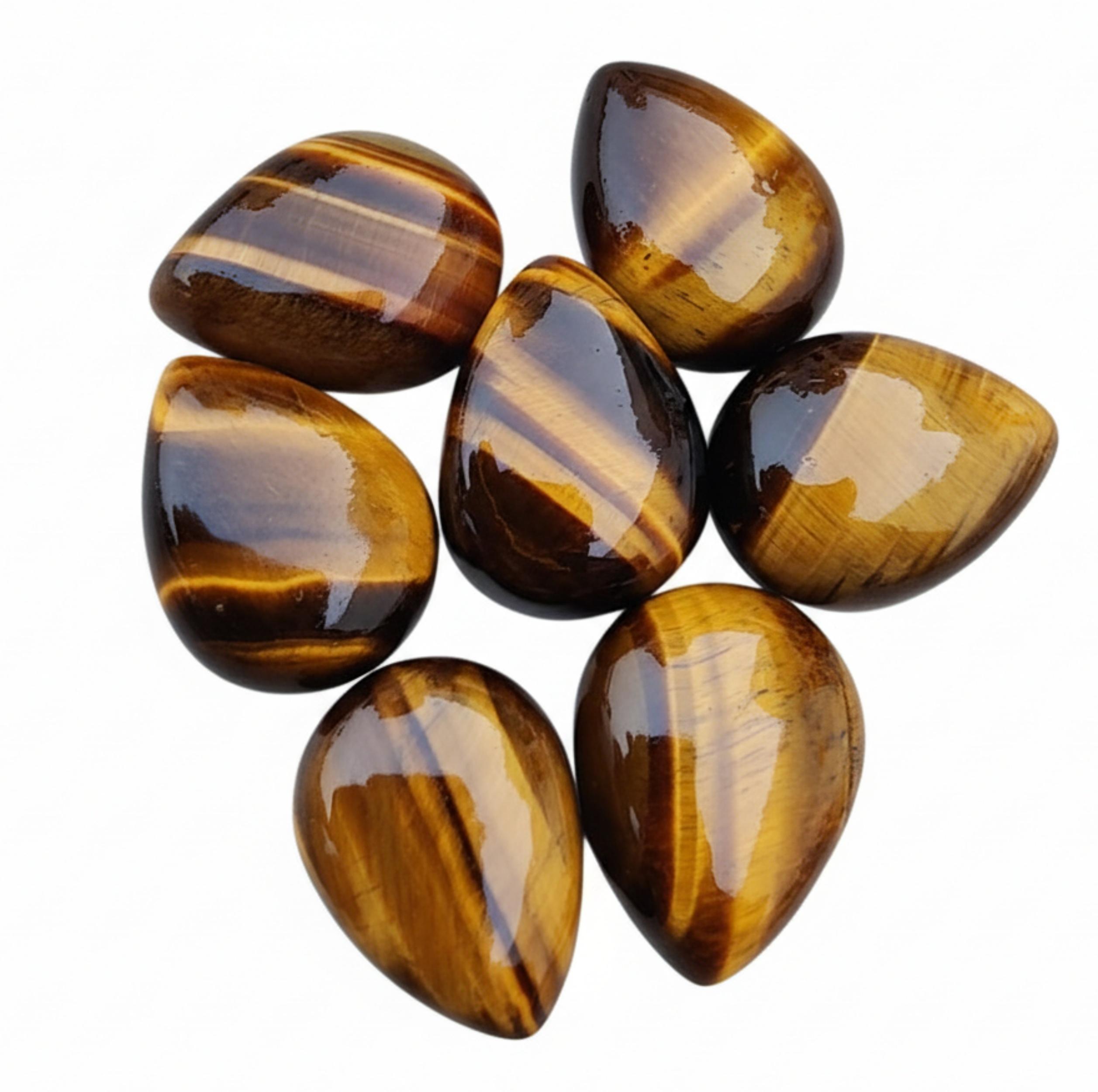 

Natural Tiger s Eye Teardrop Cabochons - Polished Golden Tiger s Eye Pear Shaped Stones 6x9mm коричневый