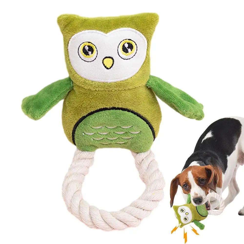 Dog plush squeaky toy cotton rope owl toy chew-resistant dog toy pet self-entertainment interactive creative toy