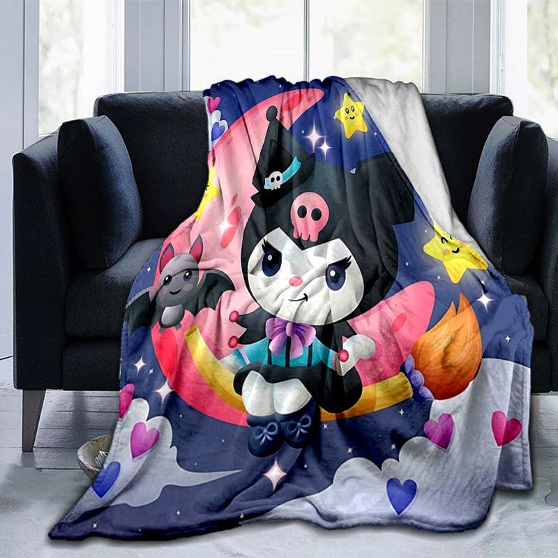 1pc Starry Night Sky Kuromi Design Blanket, Soft Throw for Home Decor, Perfect Gift for Family and Friend, Seasonal Use, Cozy Bedding Cover, Living Ro