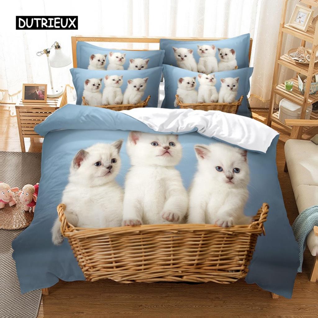 

Комплект постельного белья Black Cat, пододеяльник, комплект постельного белья с 3D-печатью, комплект постельного белья размера Queen, модный дизайн EU single(135x200cm)