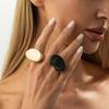 Design Color Geometric Oval Section Resin Ring, Stylish Smudge Acrylic Ring