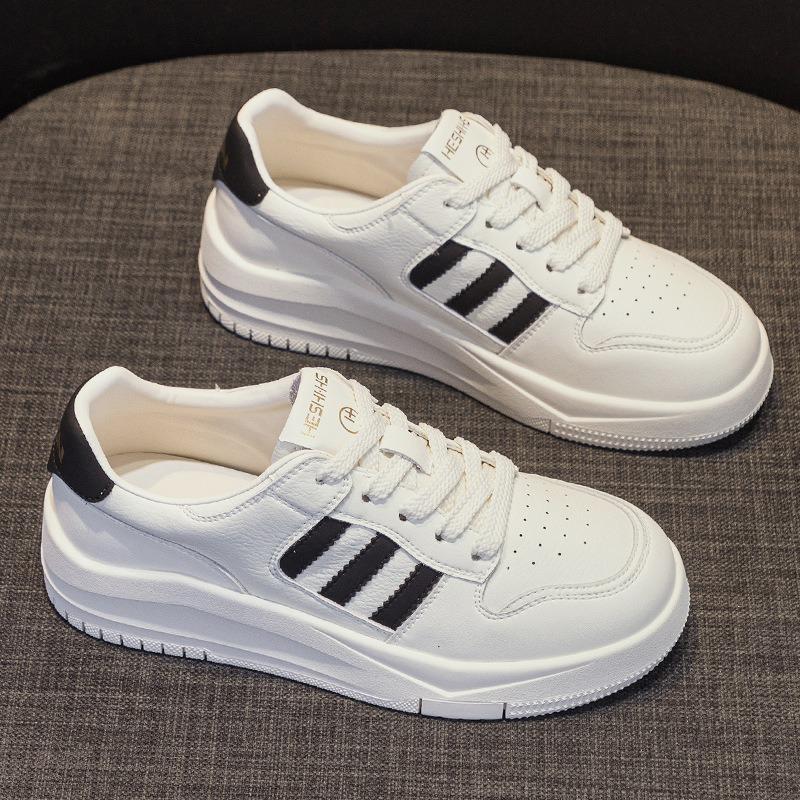 Echtes Leder Weiße Schuhe Sneakers Lässige Board-Schuhe Muffin-Schuhe