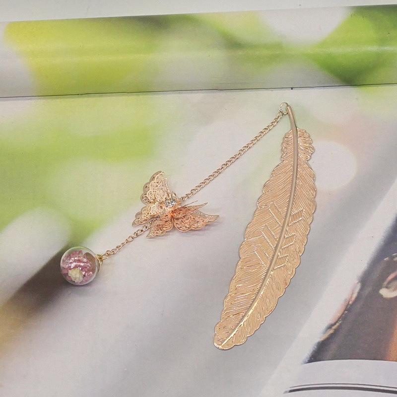 Chinese Cross-border Metal Feather Bookmark: Classical Leaf Vein Design, Creative Stationery, Ancient Style Cultural Gift