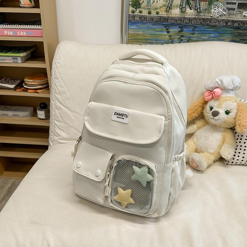 Campus Schoolbag Women's Large Capacity Backpack Student Solid Color Backpack