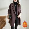 Woolen Coat Women's New Autumn and Winter Korean Version Temperament Thickened Medium and Long Herringbone Pattern Woolen Coat