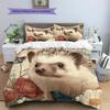 Beautiful Hedgehog Pattern Bedding Home Decoration Birthday Gift (1 * duvet cover + 2 * pillowcase, without core)