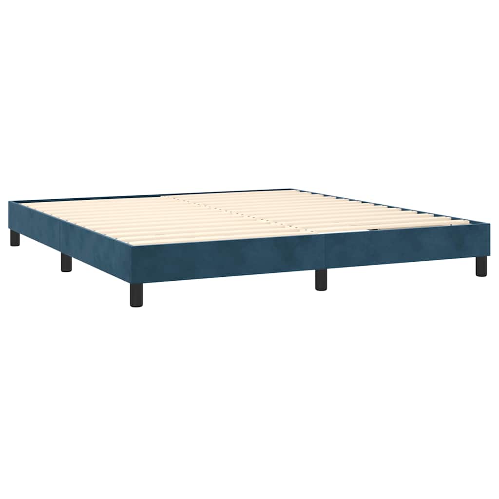 Box Spring Bed with Mattress Dark Blue 180x200 Cm Velvet