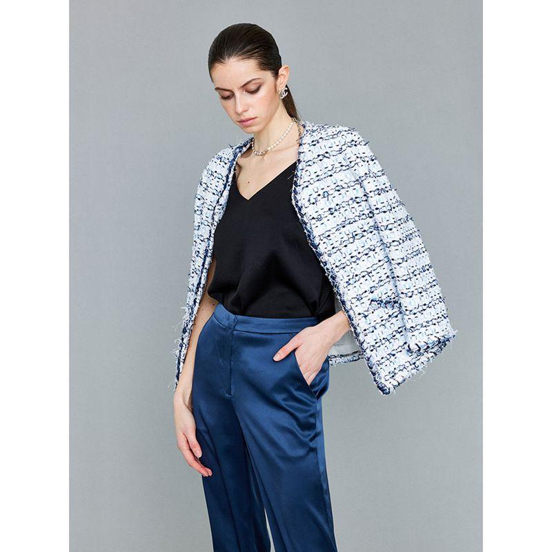 Blacknini Yin Waffle Feather Clothes Yunshang British Lt Xiangxiangyuan Factory Fabric Tweed Outwear/Shorts