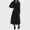 Korean Chic French Retro Corduroy Lapel Tie-Waist Long Dress for Women