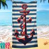 Nordic painted ship anchor digital-printed polyester Superfine fiber double-sided fleece Beach vacation bath towel, beach towel