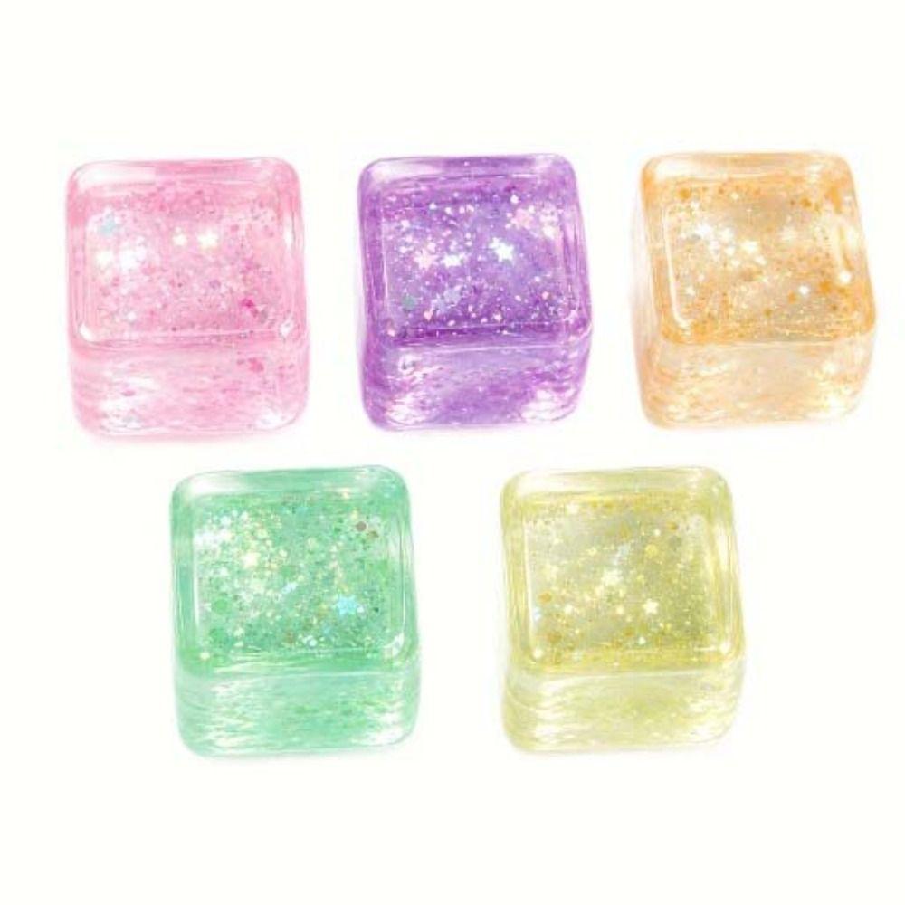 Slow Rebound Cube Squeeze Toy Glitter Cube Fidget Toy Soothing Play Ice Cube Squishy Toy Adults