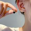 925 Silver Needle Spade Earrings Women'S Sweet And Cool Love Bow Stud Earrings Niche Design Cold Wind Earrings