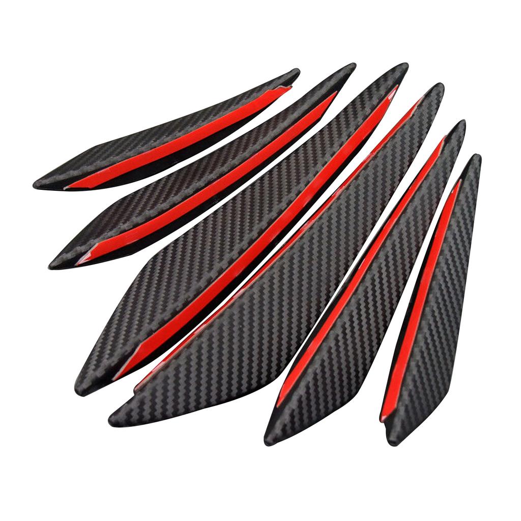 6pcs Universal Carbon Fiber Car Front Bumper Fins Spoiler Canards Refit Kit