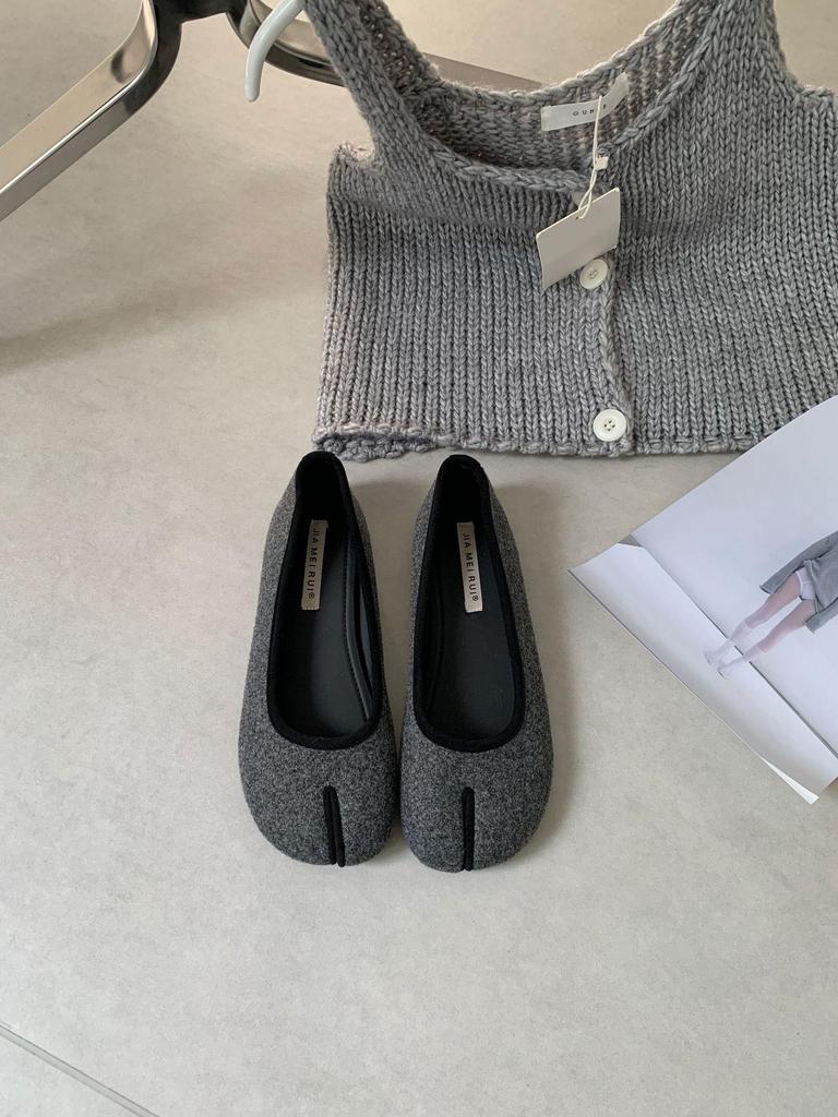 Dámské retro nazouvací boty s rozdělenou špičkou, měkká podrážka, nízký střih, perfektní k sukním