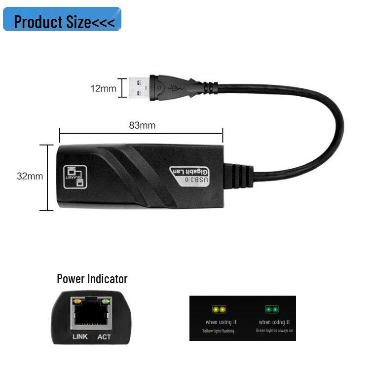 USB-C - RJ45 Gigabit Ethernet Adapter LED-es visszajelzővel