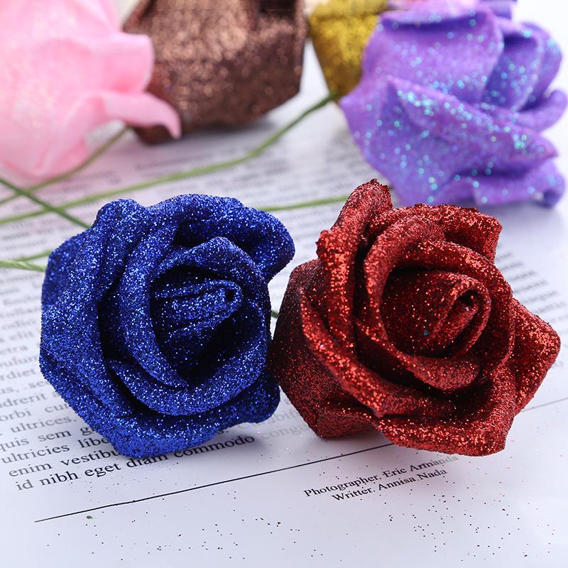 PE Gold Powder Artificial Roses for DIY Bouquets - Valentine's Day, Weddings, Flower Shops