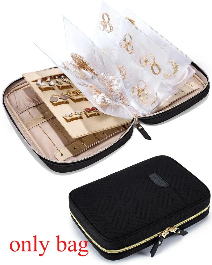 1 Stück Schmuck Reise Organizer Etui Transparentes Schmuckaufbewahrungsbuch Ringbuchtasche für Halsketten Ohrringe Ringe Armbänder