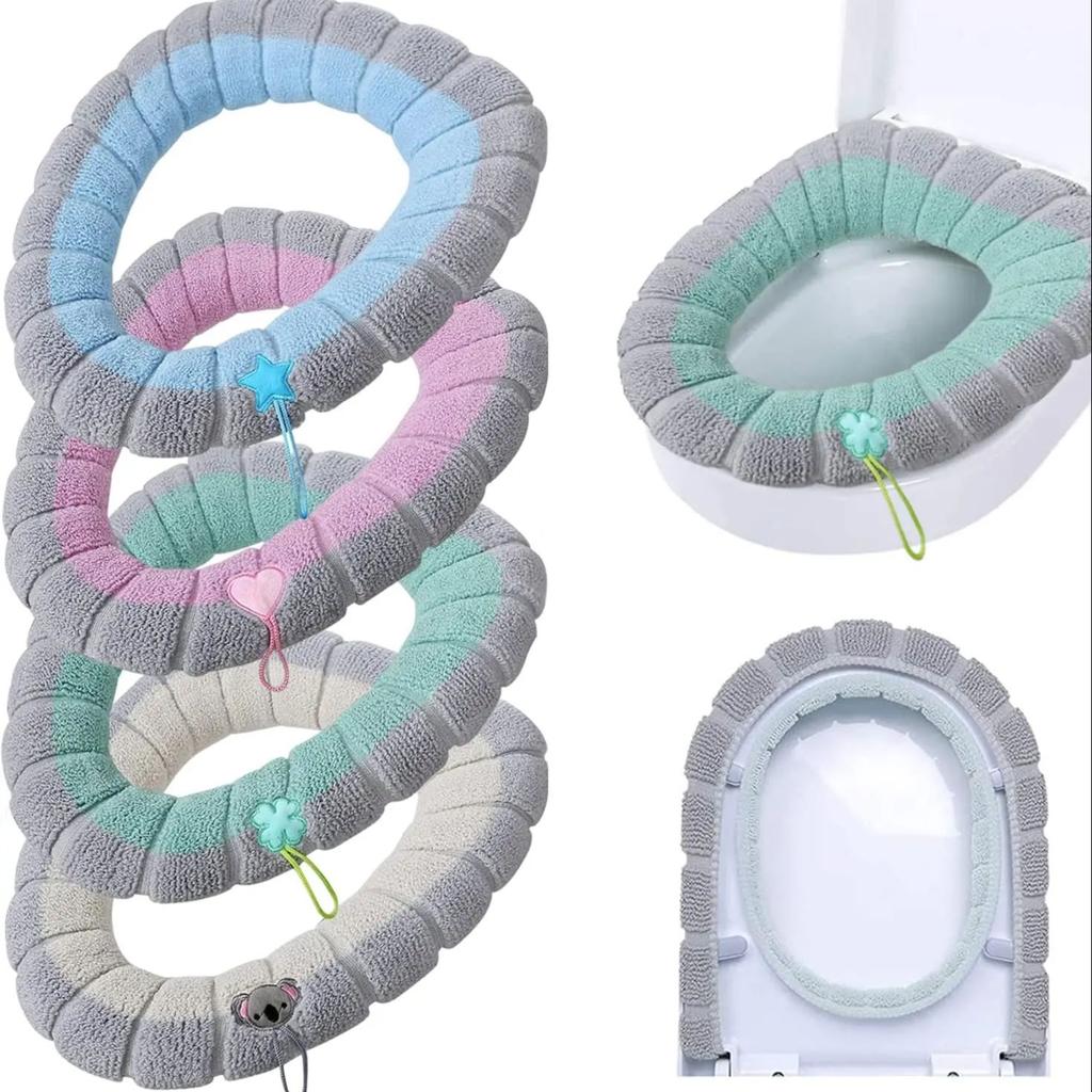 1pcs Thicker Bathroom Toilet Seat Cover Pads Soft Comfortable Toilet Seat Cushion Cover Stretchable Toilet Seat Warmer Easy Inst