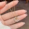 Trending Aesthetic Moon Jewelry Round Zirconia Earring Necklace Set Korean Fashion Jewelry Gold Plated Jewelry
