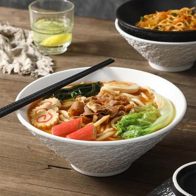 Japanische Keramik Steinmuster Ramen Schüssel - Große konische Nudelsuppenschale