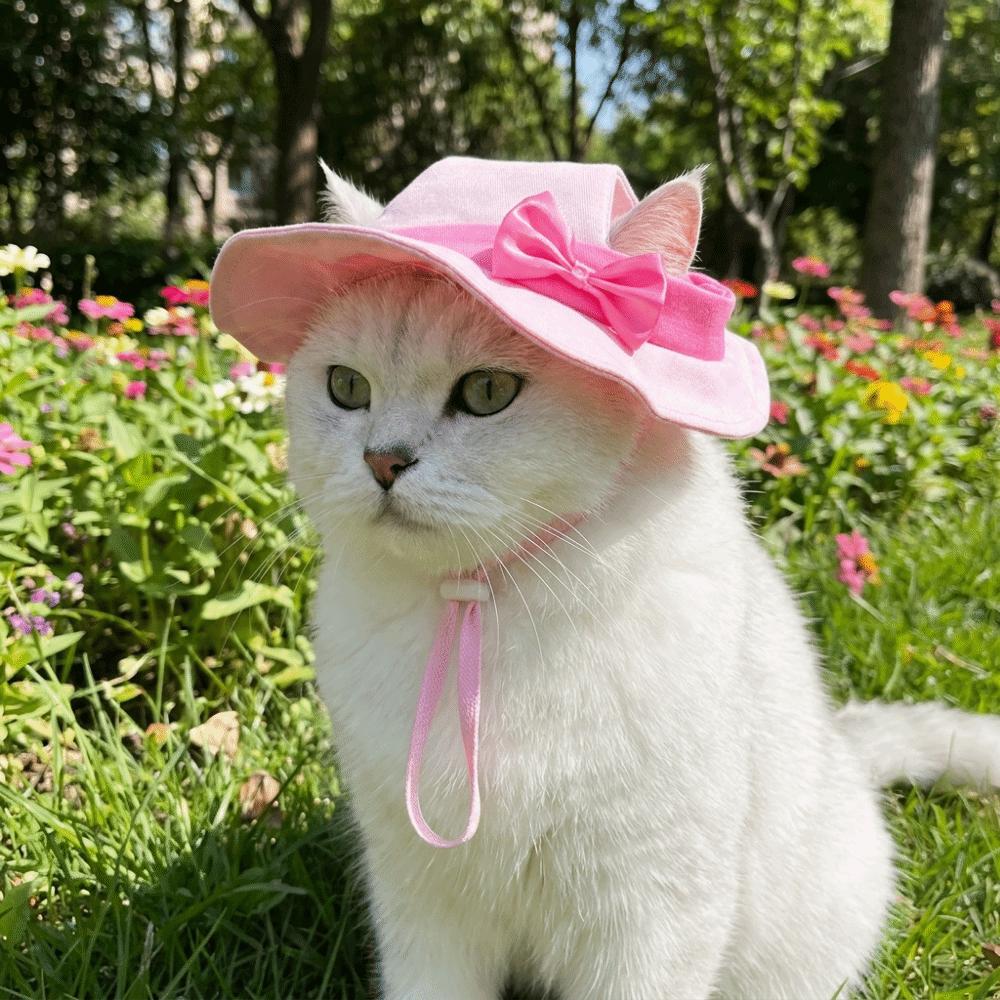 UV Protection Cat Fisherman Hat Adjustable Straps Cats Sun Cap Pet Sun Hat Beach Activities