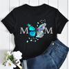 New Women T Shirt Fashion MOM Butterfly Floral Print Tshirt Casual Short Sleeve Tops Tee Women T-shirts 90s Lady Female T Shirt