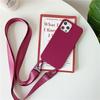 Crossbody Lanyard Matte Silicone Soft Case For iPhone 15 Pro Max 14 13 12 11 XR XS X 7 8 Plus Necklace Strap Shockproof Cover