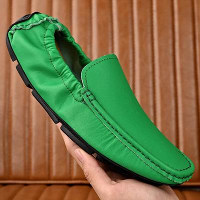 Mode Echtes Leder Herren Slipper Schuhe Hohe Qualität Mokassins Fahrschuhe Grün Orange Büroschuh Freizeit Slipper Botas Para Hombre