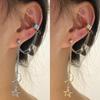 Vintage Pendant Metal Dangle Earrings With Long Chain Ear Clip For Women Silver Color Gold Color Star Moon Earring Jewelry