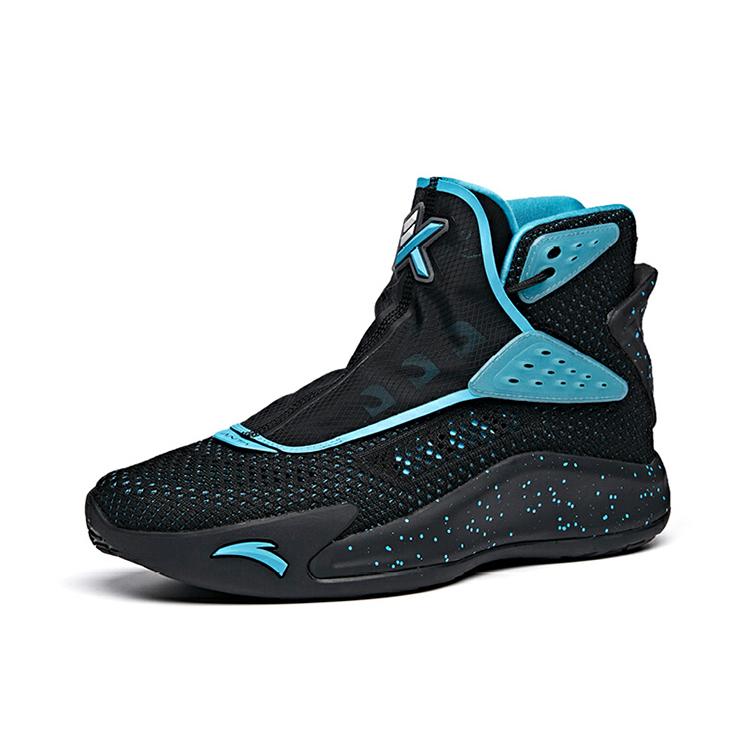 Anta KT5 Cushioning Slip Resistant Abrasion Resistant High top Basketball Shoes Men's Black Blue 112021101-2