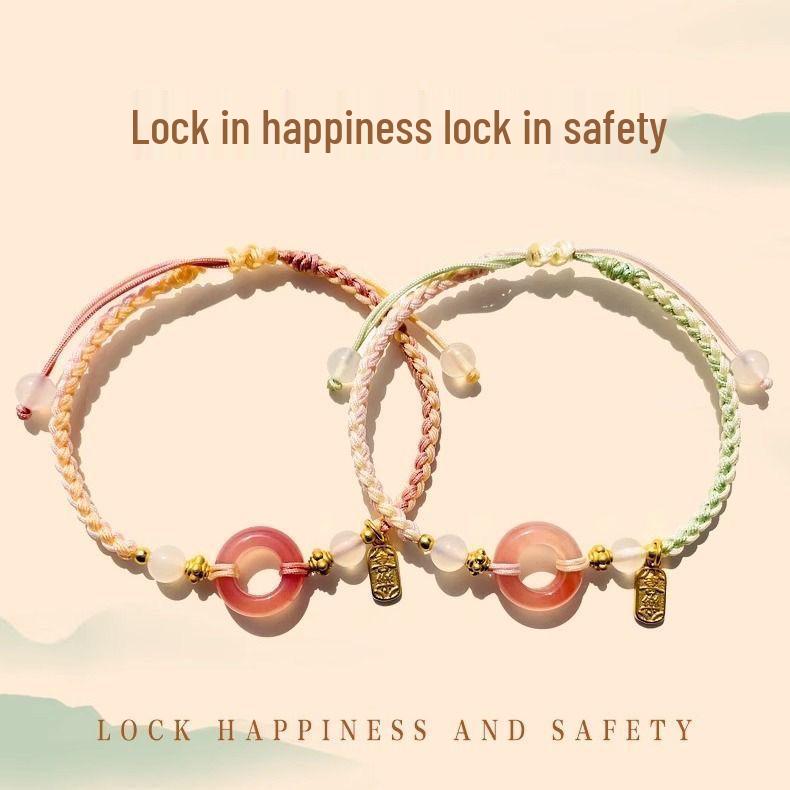 Yao Yao Peach Blossom Couple Bracelet: Women's Luxury Woven Hand Rope, 2024 Niche Style Bestie Jewelry.