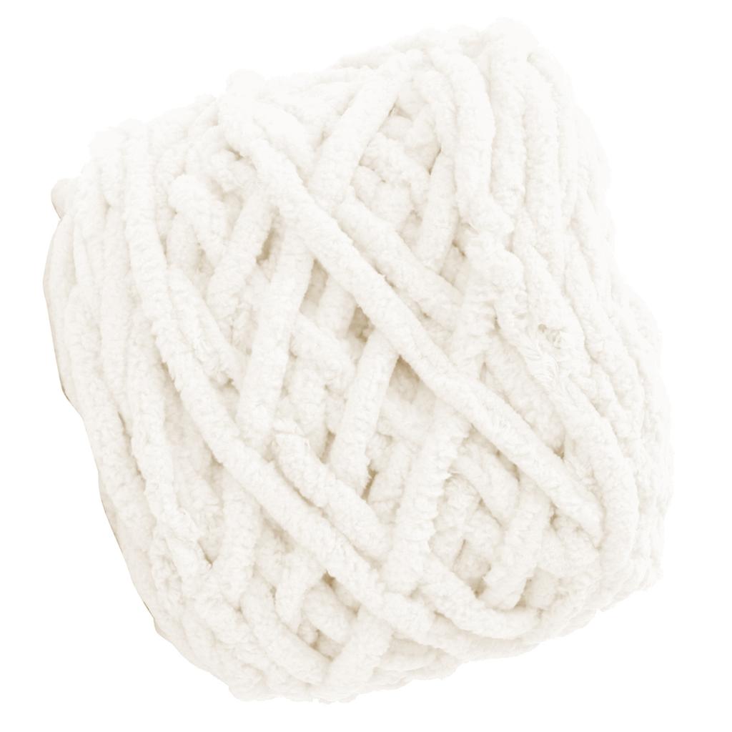 Single Thick Ice Strip Yarn Needle Knitting Woven Blanket Slipper Line(Milk White)