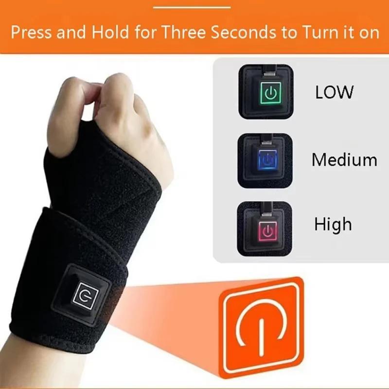 Cordless Wrist Massager USB Rechargeable Wrist Brace Wrap with Massage for Wrist Carpal Tunnel Fatigue Relief for Home Office