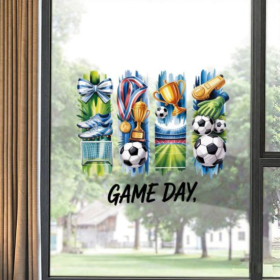 Soccer Window Cling Game Day Soccer Theme Window Decal Removable Soccer Ball Static Glass Sticker for Football Event Party Supplies