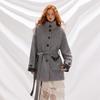 UNIFREE Korean Style Plaid Patchwork Wool Blend Coat