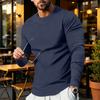 T-shirt da uomo a maniche lunghe con scollo a contrasto, maglia intima basic per l'uso quotidiano