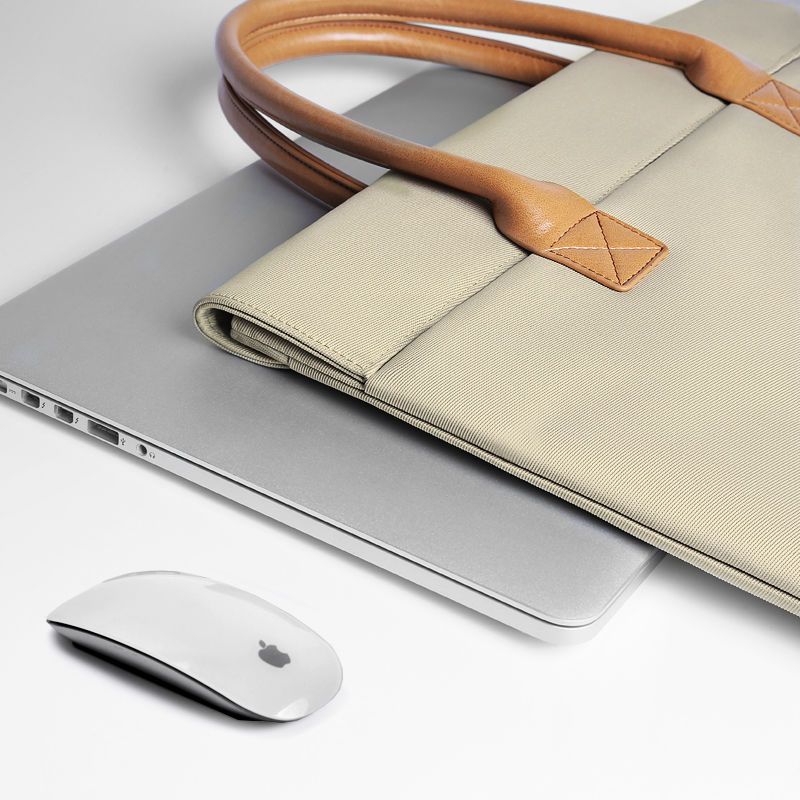 Simple Business Laptop Bag Men's and Women's PU Portable Briefcase Large Capacity Multi-layer File Bag