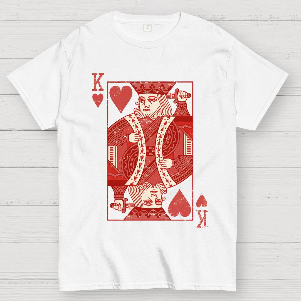 King of Hearts Valentine Shirt Matching Couple Gift Cotton Summer Casual Cool Loose T-Shirt