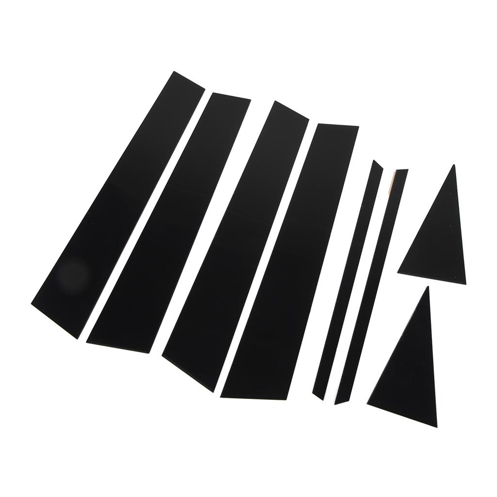 8PCS Cobertura Externa da Coluna da Janela Preto Brilhante Adesivo da Coluna B Moldura da Janela Acabamento da Porta para Carro