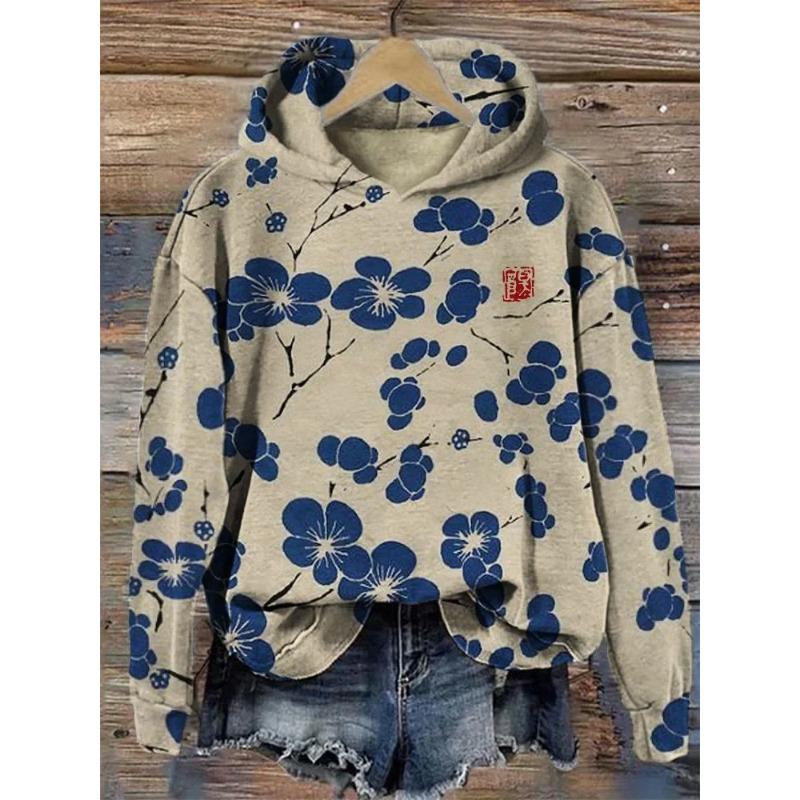 

Дизайнерский женский вечерний стиль с цветочным принтом, осенне-зимний повседневный свободный женский свитшот, модная уличная одежда Y2K 3XL