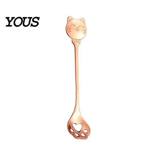 Cute Cat Paw Spoon Coffee Spoon, Stainless Steel Claw Teaspoon, Embossed Design Multi-Color Electroplated Stirring for Ice Cream Yogurt