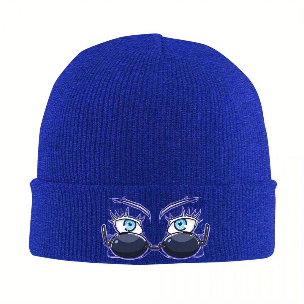 New Jujutsu Gojo Eyes Kaisen Knitted Caps Womens Unisexs Beanies Autumn Winter Hat Acrylic Comic Anime Hip Hop Melon Cap